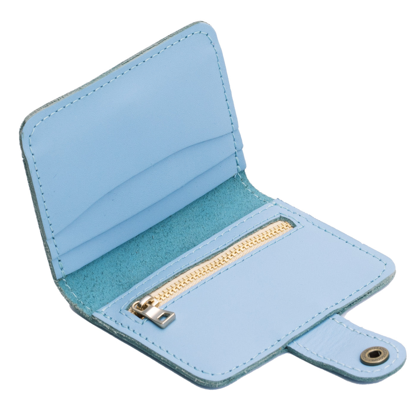 Glacial Blue | Small leather wallet with snap closed