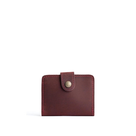 Merlot | Small leather wallet with snap closed