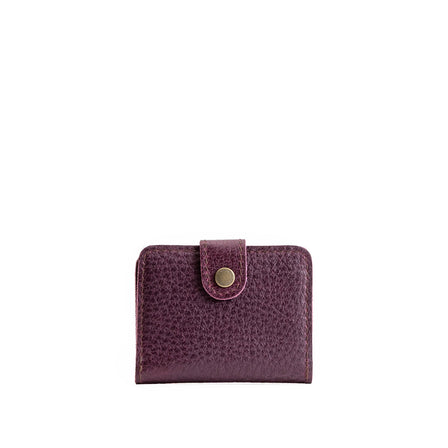 Plum | Small leather wallet with snap closed