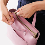 Vintage Pink Zipper | Crossbody tote bag with zipper closure and front pocket