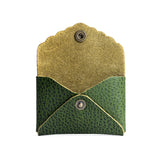 Avocado | Small leather card wallet with scalloped edge open