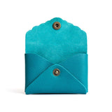 Baja | Small leather wallet with scalloped edge open