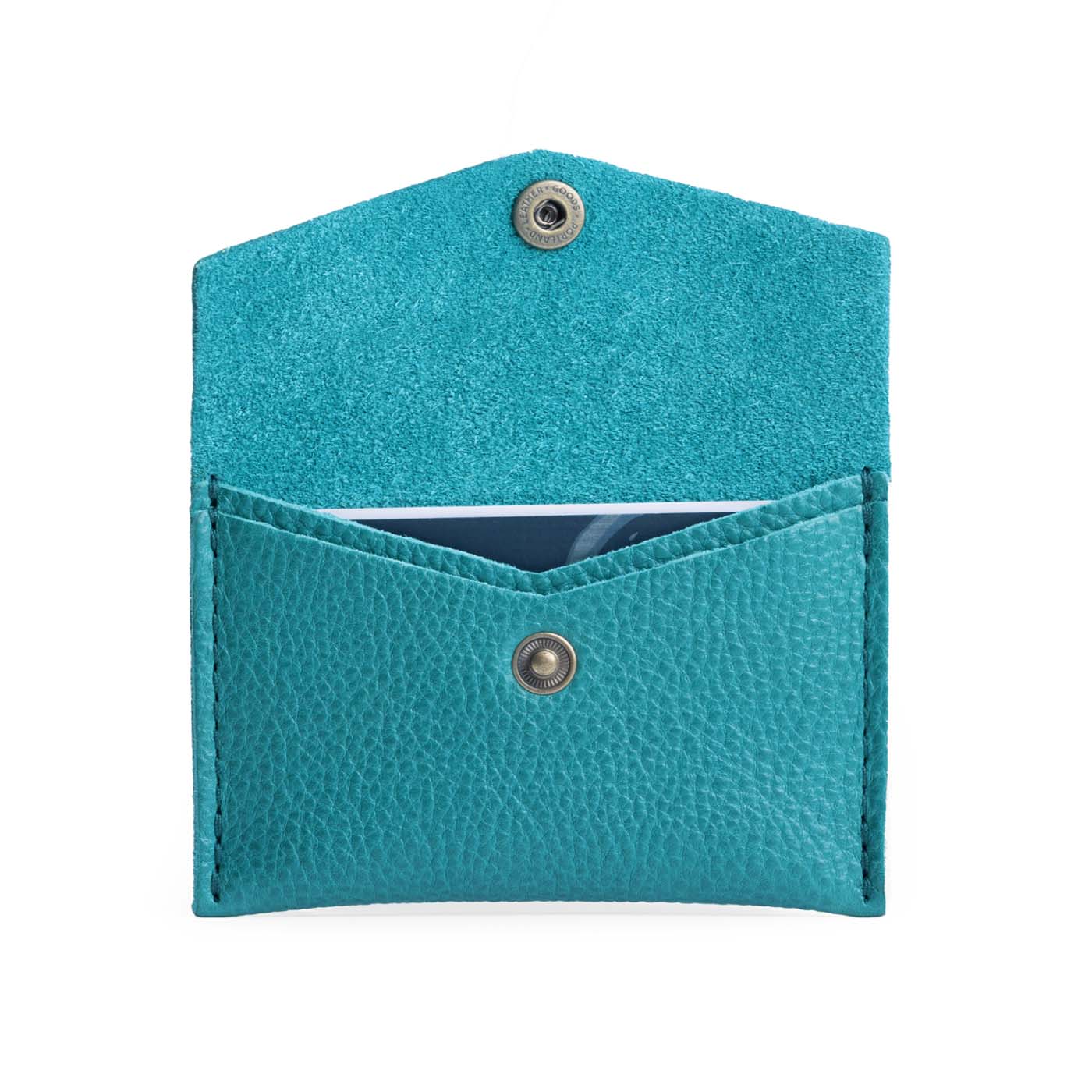 Baja | Small leather envelope card wallet with snap closure open