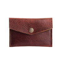 Cinnamon Bear | Small leather envelope card wallet with snap closure