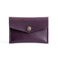 Plum | Small leather envelope card wallet with snap closure