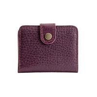 Plum | Small leather bifold wallet with snap closed