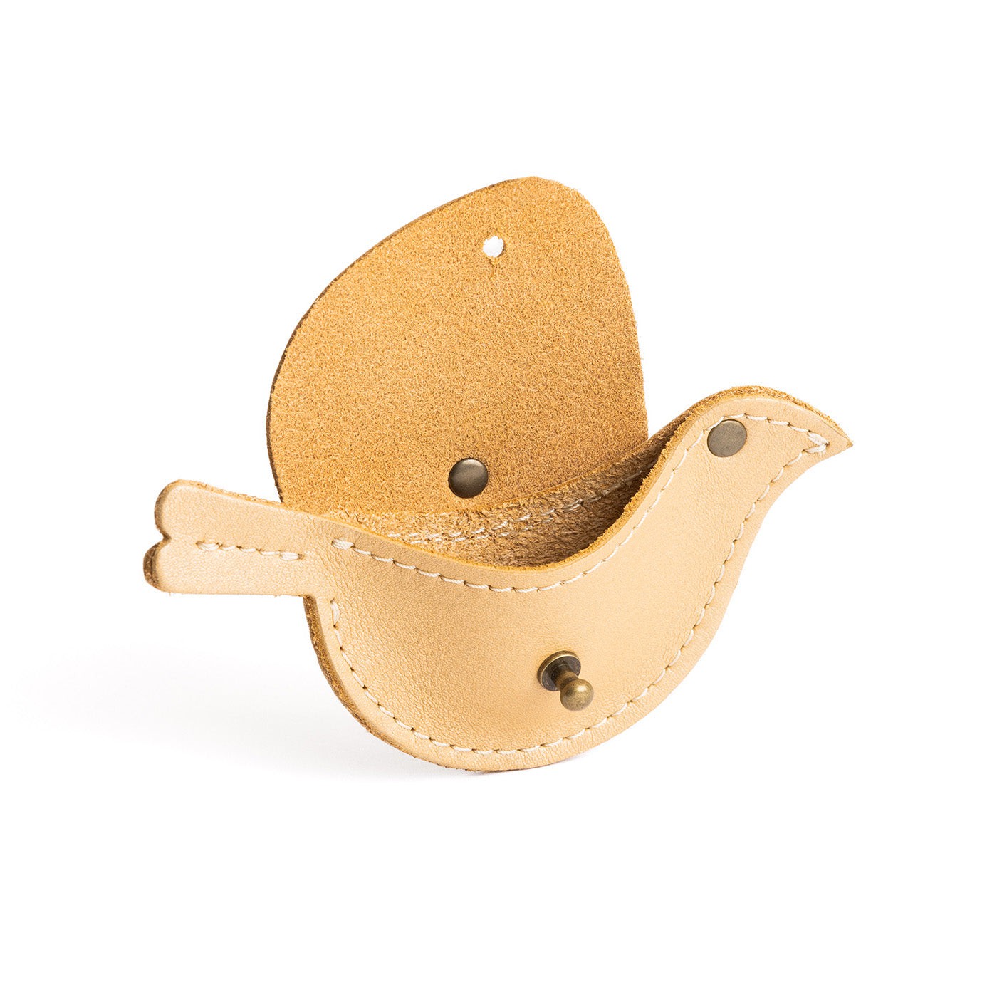 Champagne | Bird shaped pouch with button closure and lobster clasp