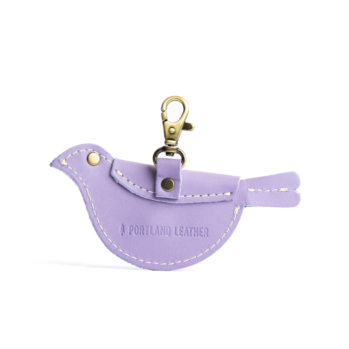 All Color: Lavender | Bird shaped pouch with button closure and lobster clasp