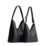 Pebbled--black | Mid-size shoulder bag with magnetic strap closure and petite shoulder bag with adjustable strap and magnetic snap closure