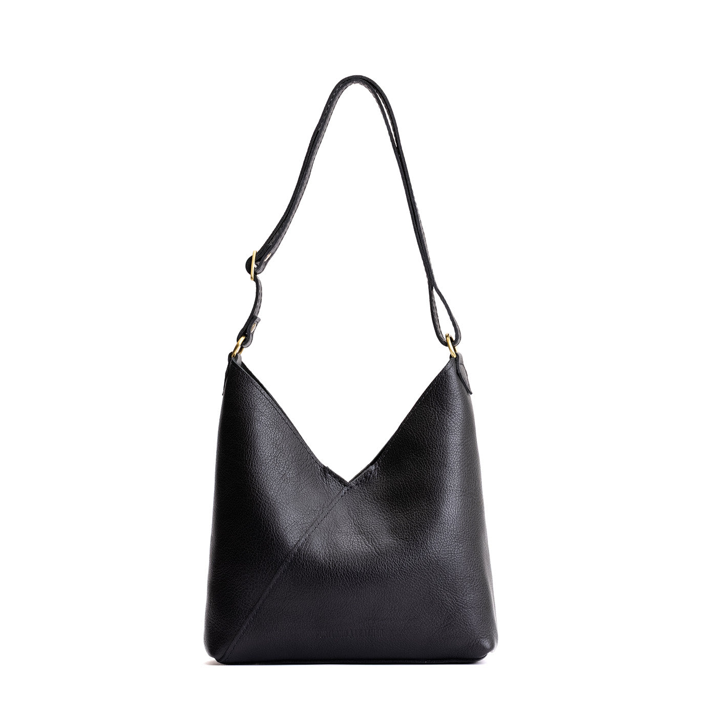 Pebbled--black*Small | Petite shoulder bag with adjustable strap and magnetic snap closure