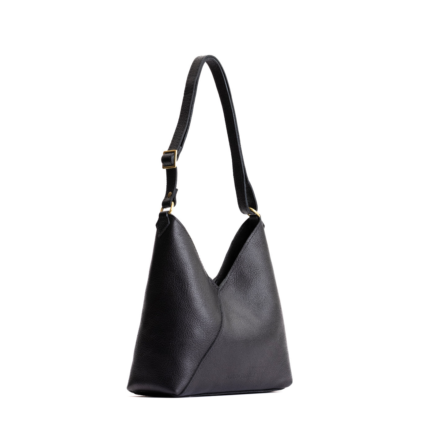 Pebbled--black*Small | Petite shoulder bag with adjustable strap and magnetic snap closure