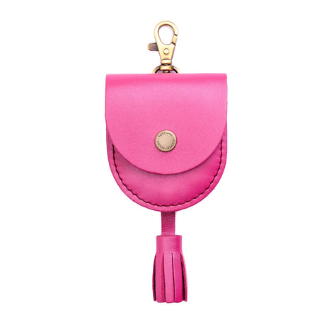 Lip Gloss | U shaped pouch with snap closure, lobster clasp and fringed tassel