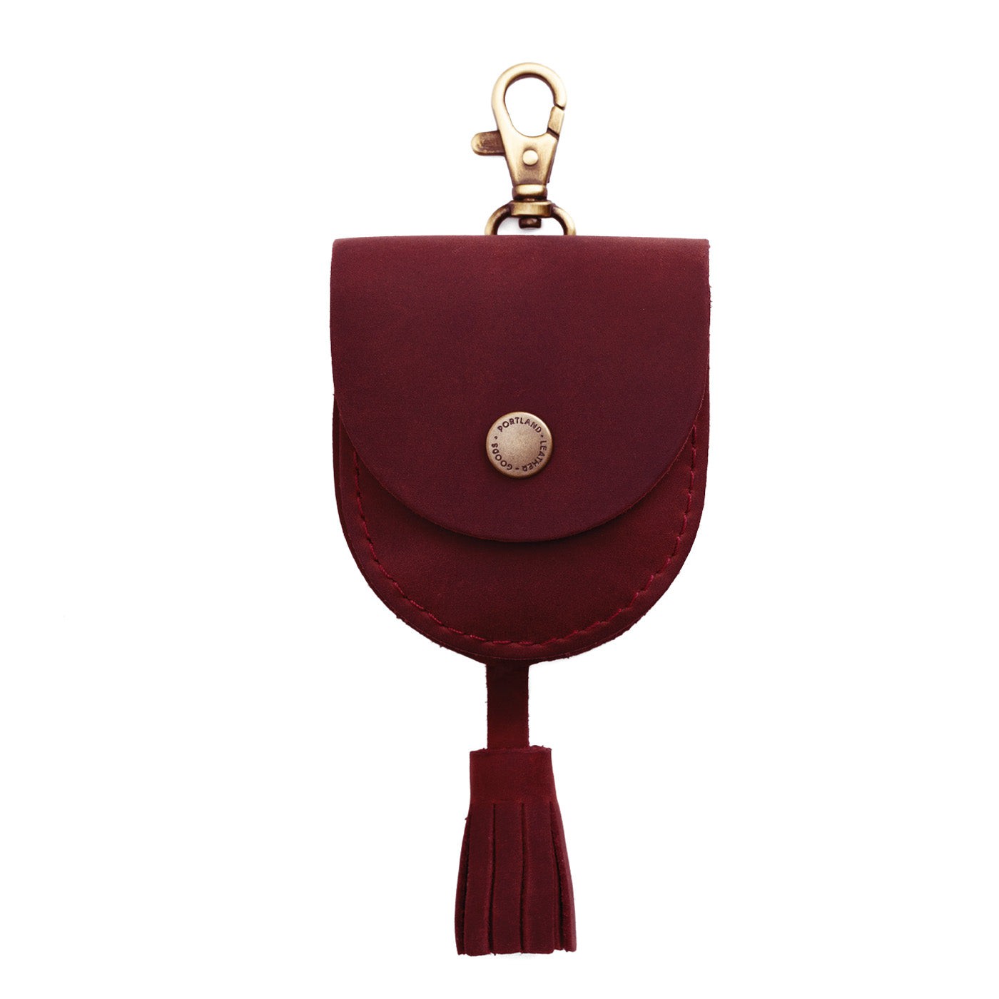 Merlot | U shaped pouch with snap closure, lobster clasp and fringed tassel