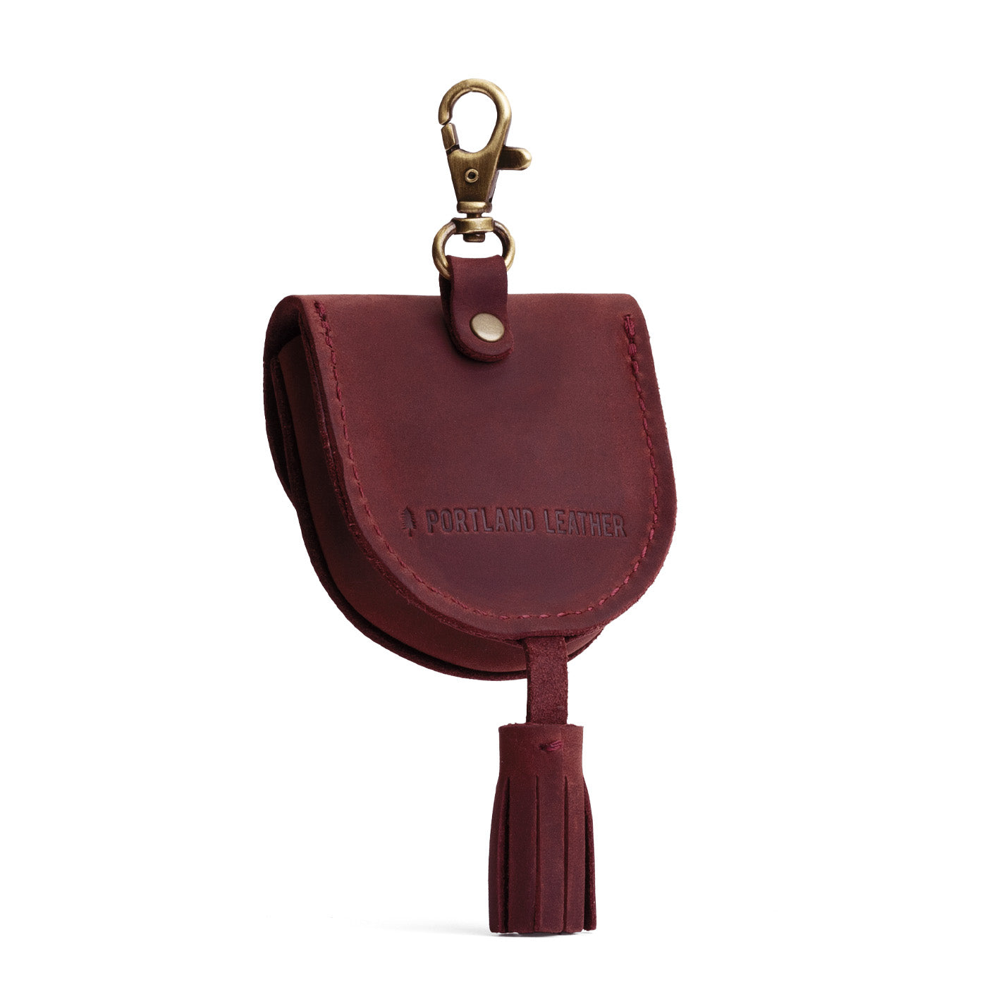 Merlot | U shaped pouch with snap closure, lobster clasp and fringed tassel