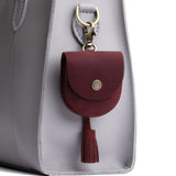 Merlot | U shaped pouch with snap closure, lobster clasp and fringed tassel