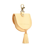 Vanilla | U shaped pouch with snap closure, lobster clasp and fringed tassel