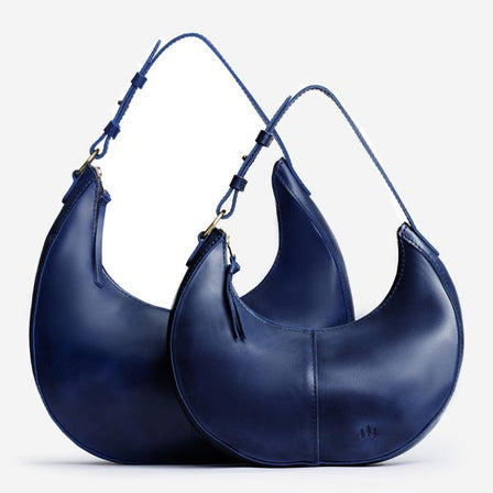 Cowboy Blue*Classic | Crescent shaped shoulder bag with zipper closure and adjustable strap