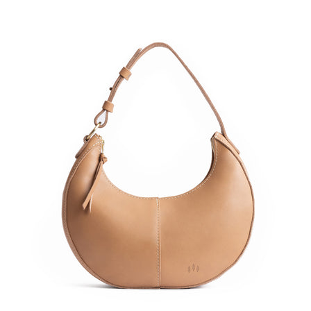 Almond*Classic | Crescent shaped shoulder bag with zipper closure and adjustable strap