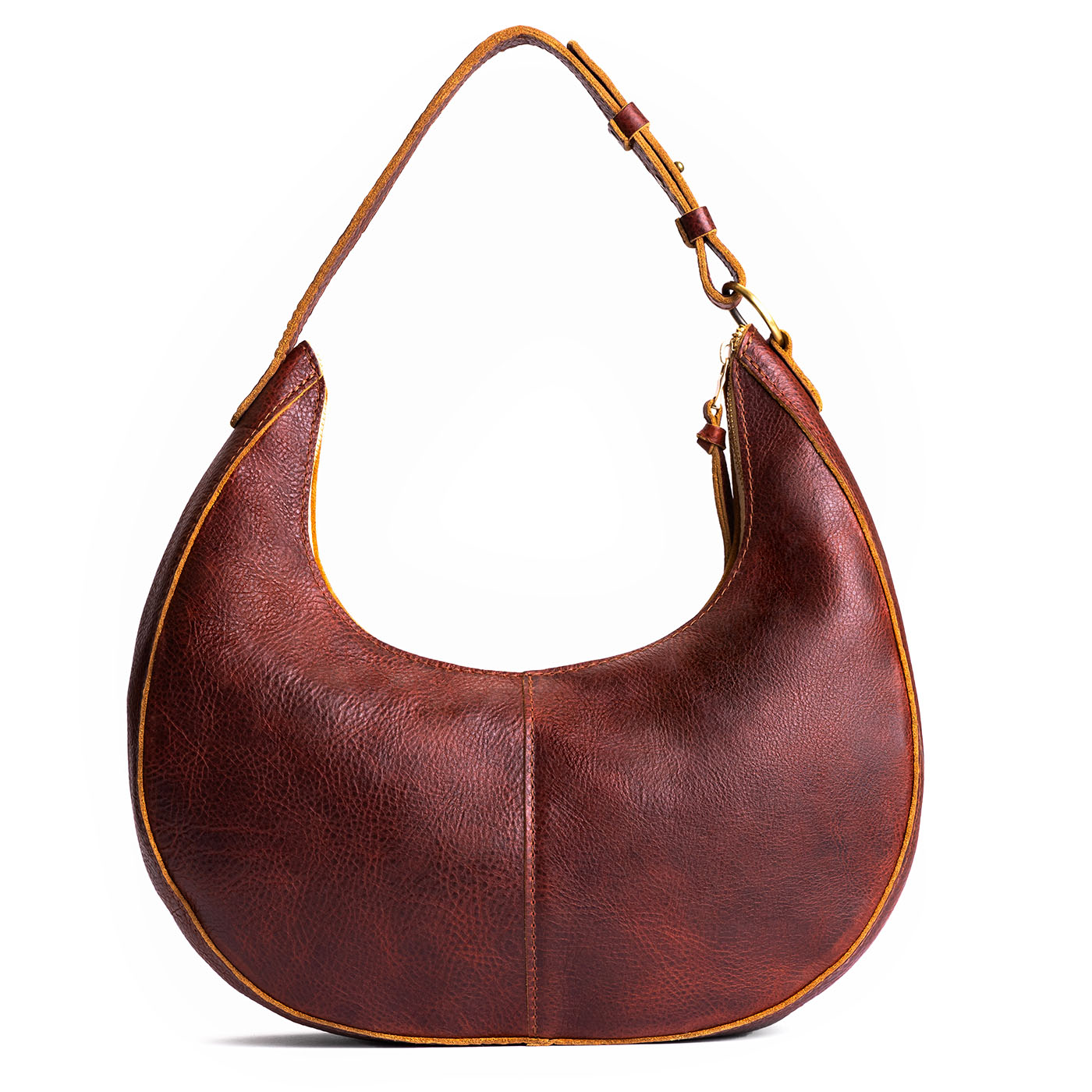 Cinnamon Bear*Large  | Large crescent shaped shoulder bag with zipper closure and adjustable strap