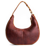 Cinnamon Bear Large  | Large crescent shaped shoulder bag with zipper closure and adjustable strap