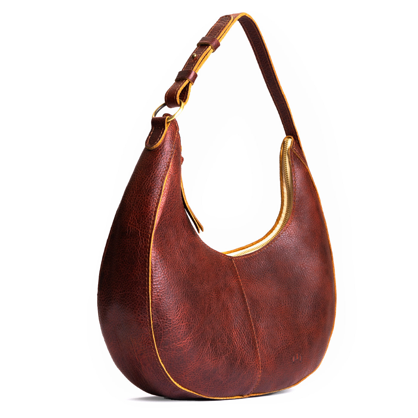 Cinnamon Bear*Large  | Large crescent shaped shoulder bag with zipper closure and adjustable strap