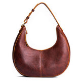 Cinnamon Bear Large  | Large crescent shaped shoulder bag with zipper closure and adjustable strap