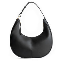 Black*Large  | Large crescent shaped shoulder bag with zipper closure and adjustable strap