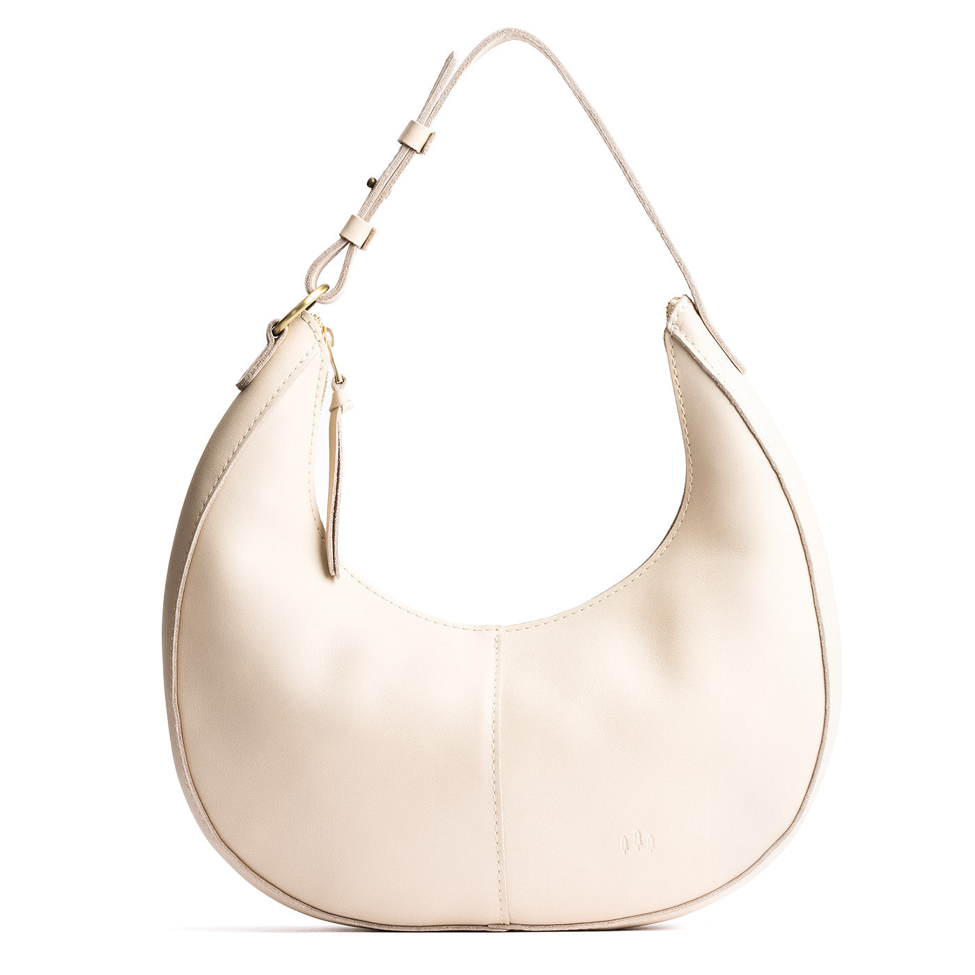 Bone*Large | Crescent shaped shoulder bag with zipper closure and adjustable strap