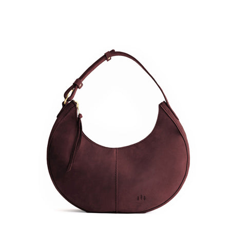 Merlot*Classic | Crescent shaped shoulder bag with zipper closure and adjustable strap