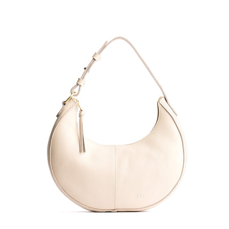 Bone*Large | Crescent shaped shoulder bag with zipper closure and adjustable strap