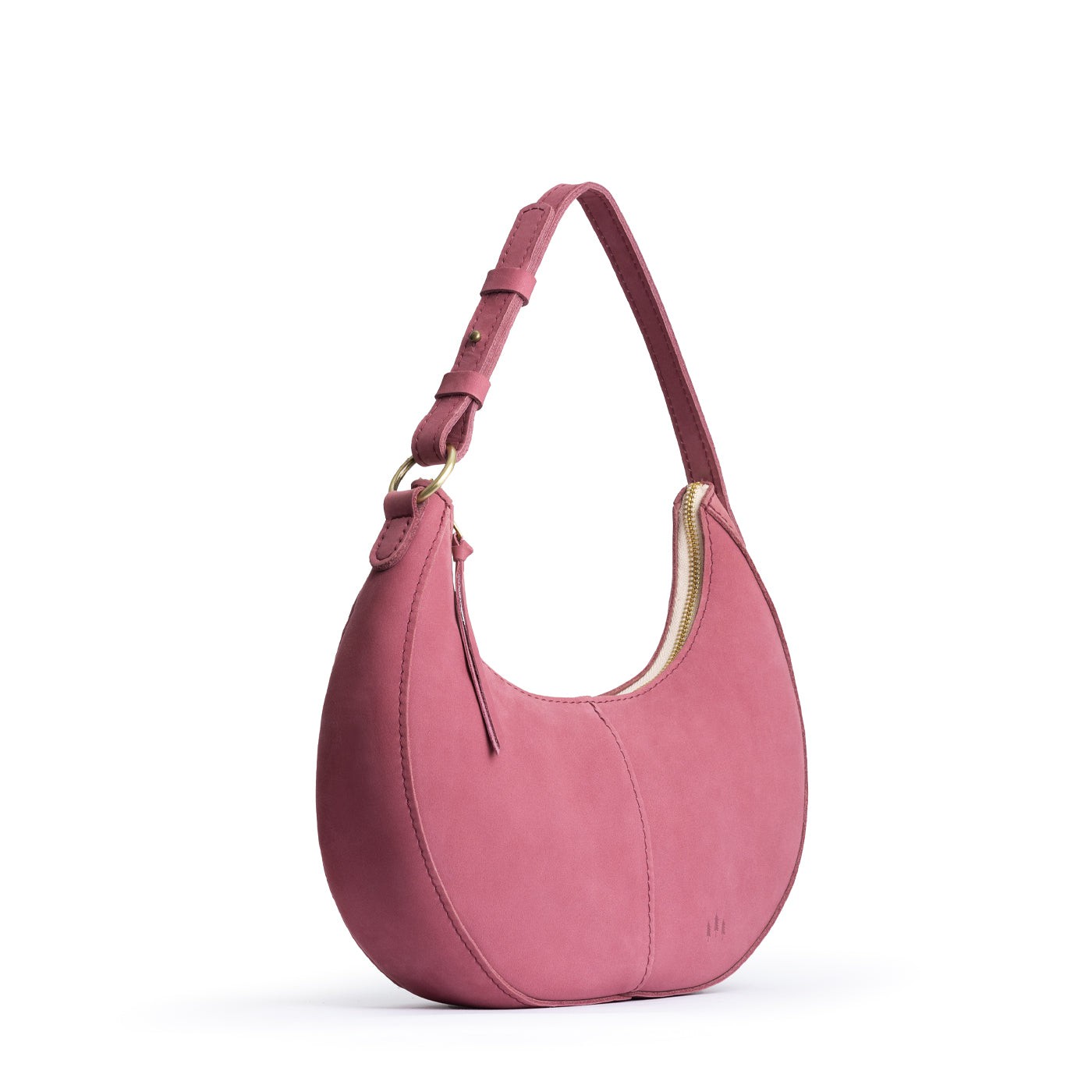 Foxglove*Classic | Crescent shaped shoulder bag with zipper closure and adjustable strap