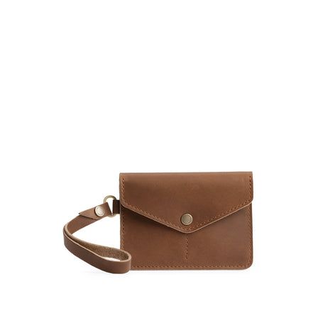 English Tan | Small Leather Passport Wristlet