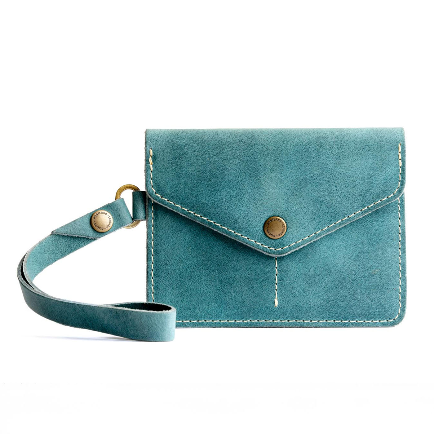 Aqua | Small Leather Passport Wristlet