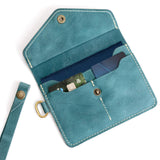 Aqua | Small Leather Passport Wristlet Open Shot