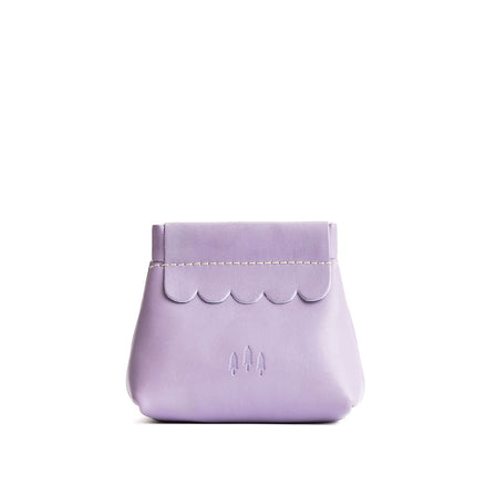 Lavender | Leather coin pouch with scalloped edge and three Portland leather tree emblems