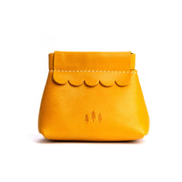 Sunflower | Leather coin pouch with scalloped edge and three Portland leather tree emblems