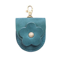 Aqua | U shaped pouch with leather flower applique