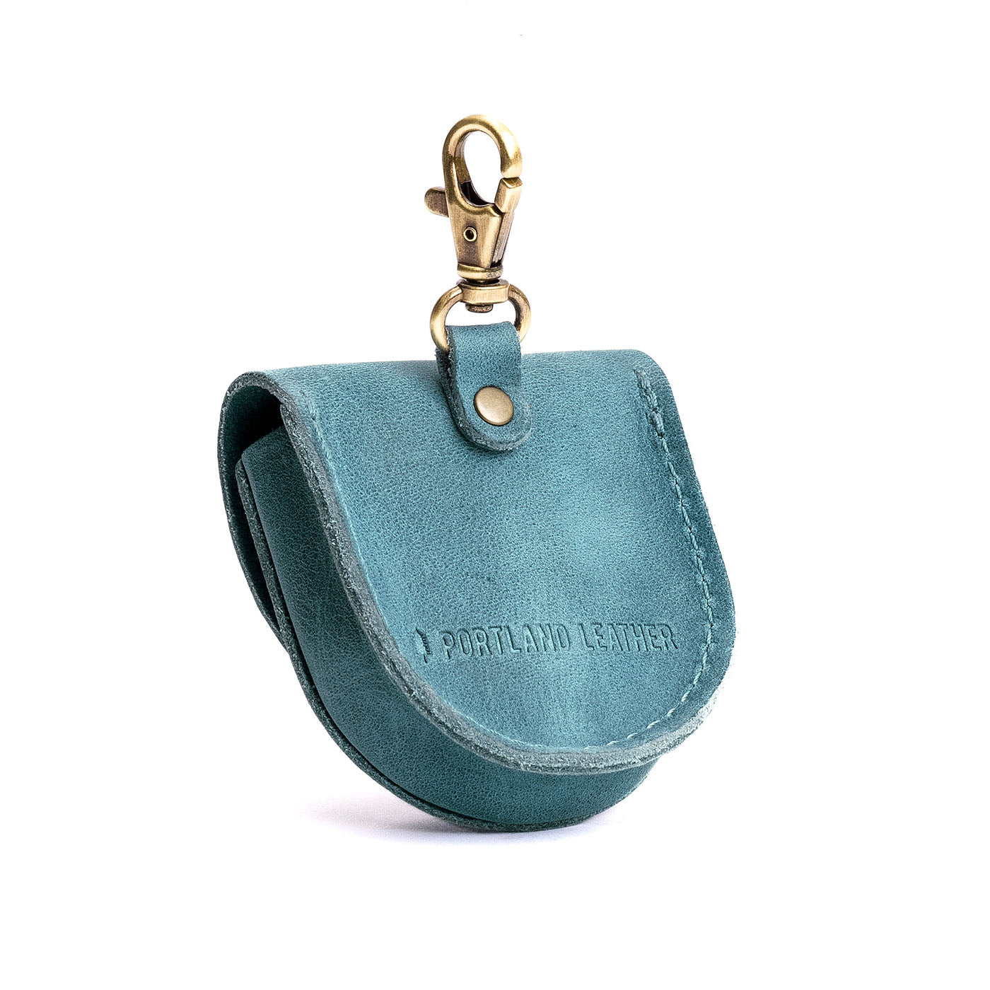 Aqua | U shaped pouch with leather flower applique