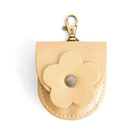 All Color: Champagne | U shaped pouch with leather flower applique