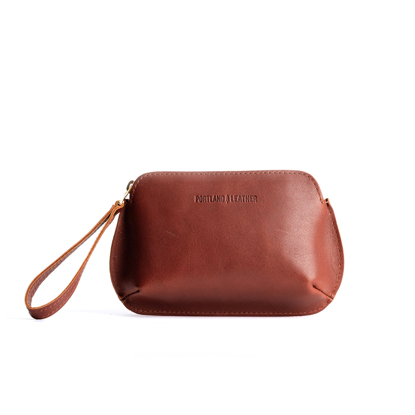 Chestnut*Large | Large pouch with top zipper and curved edges