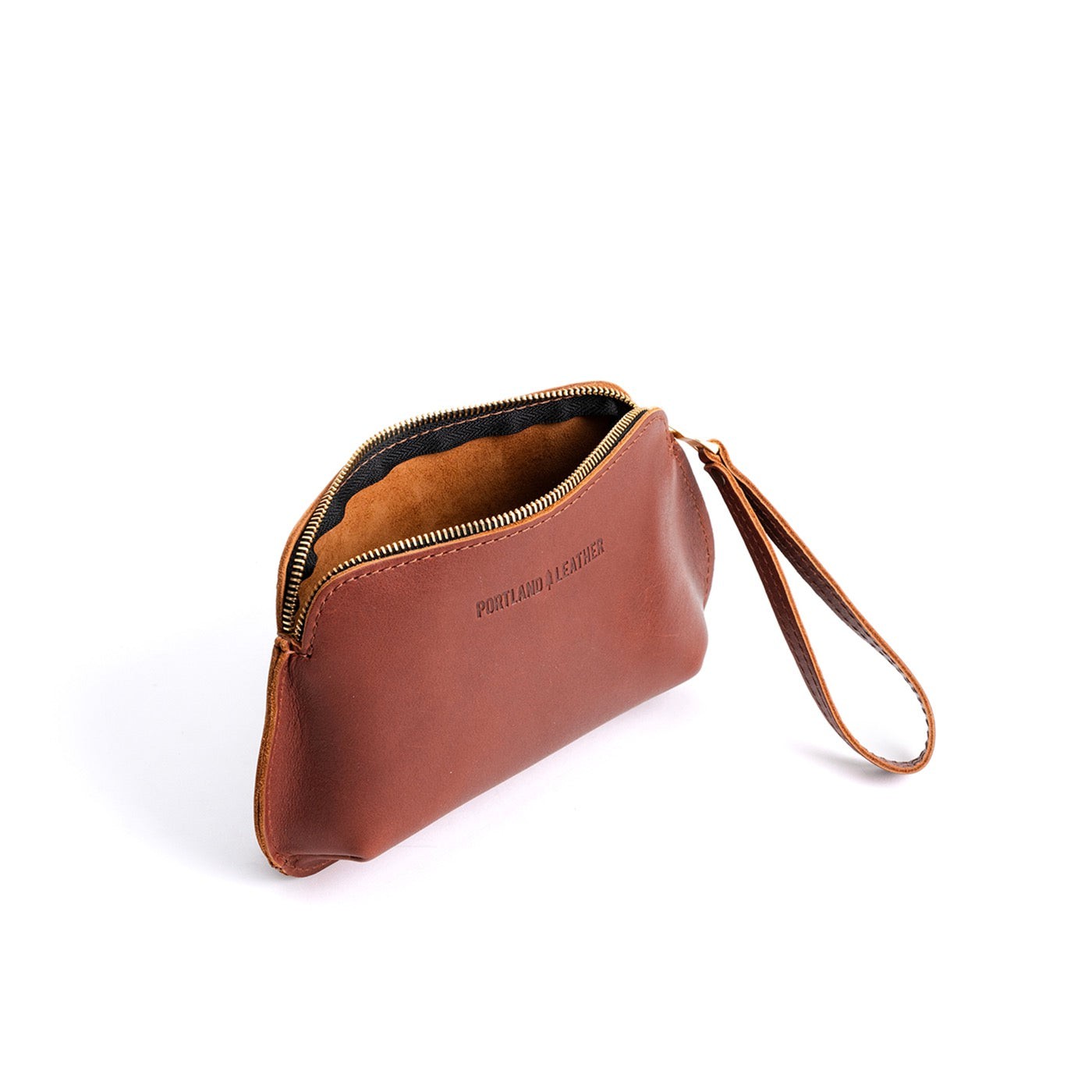 Chestnut*Large | Large pouch with top zipper and curved edges