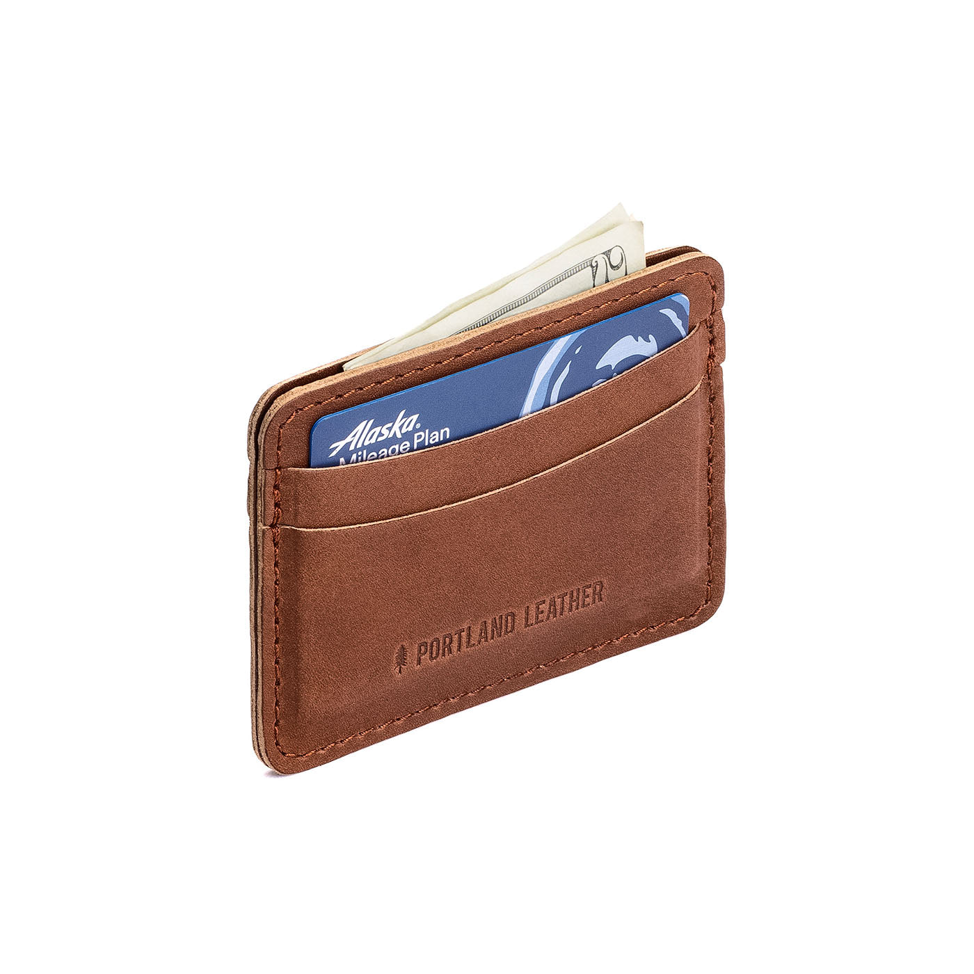 English Tan | Minimalist leather wallet with card slots and PLG logo