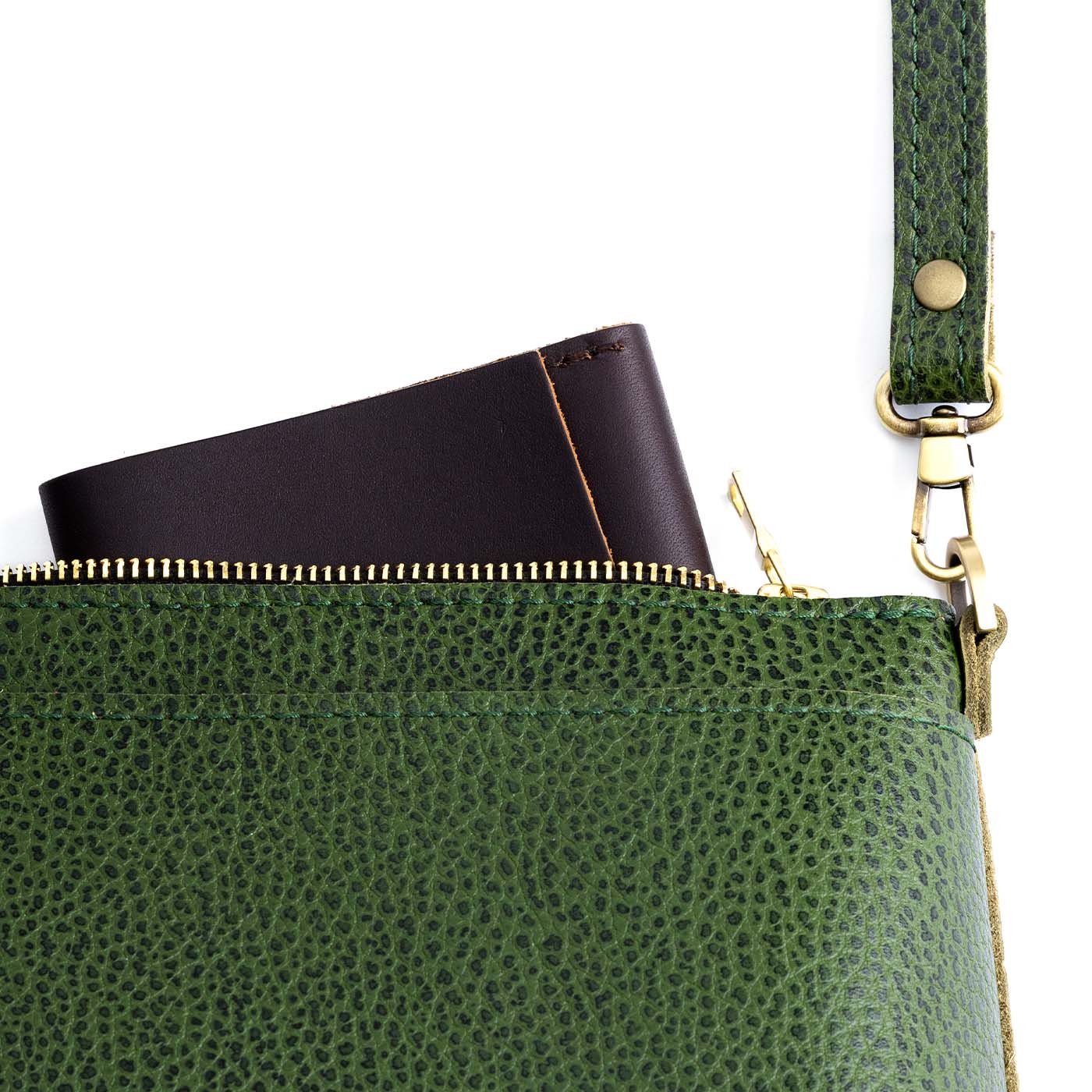 Avocado | Zip top petite crossbody bag with detachable strap