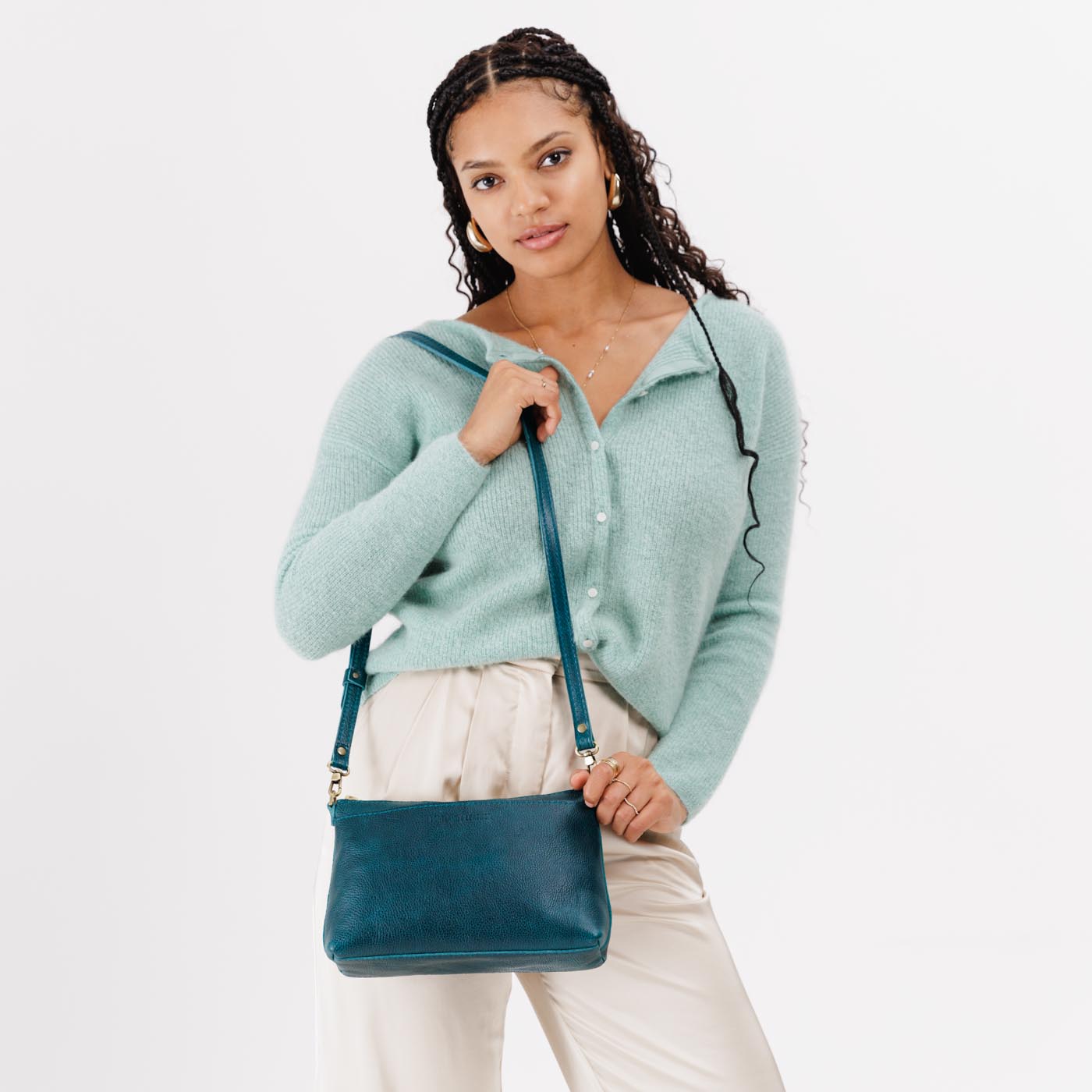 Lagoon | Zip top petite crossbody bag with detachable strap