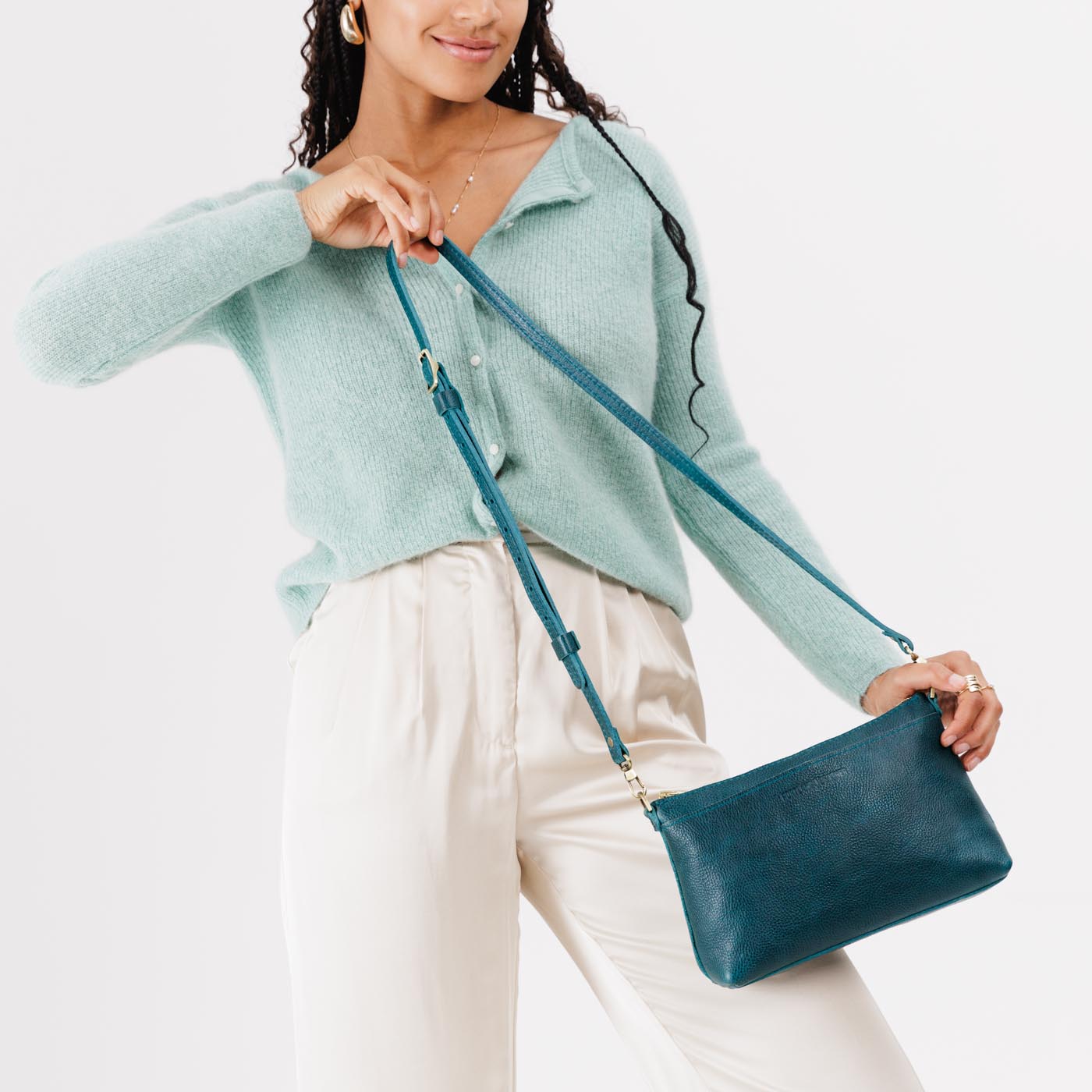 Lagoon | Zip top petite crossbody bag with detachable strap