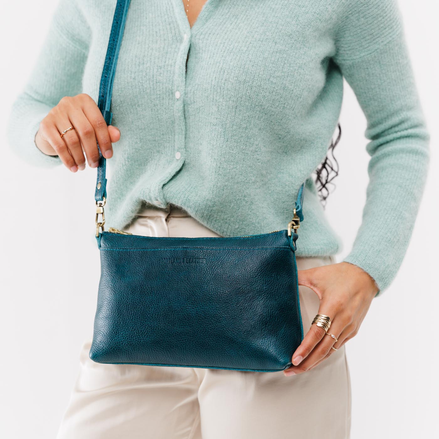 Lagoon | Zip top petite crossbody bag with detachable strap