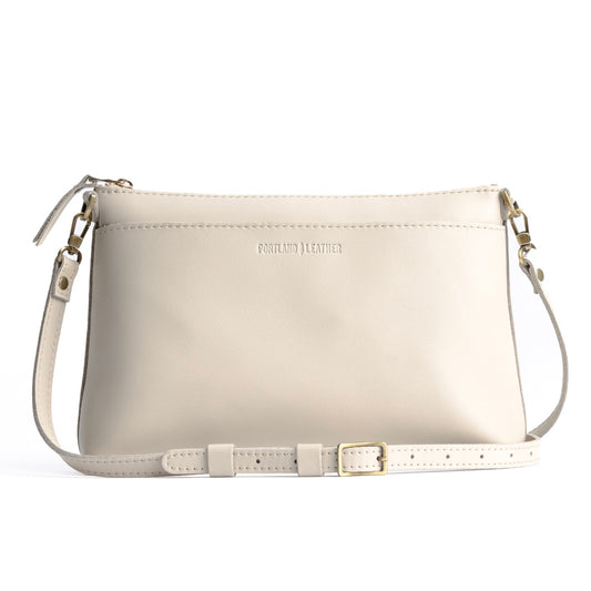 Bone | Midsize zip top crossbody bag with detachable strap