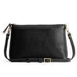 Pebbled--black | Midsize zip top crossbody bag with detachable strap