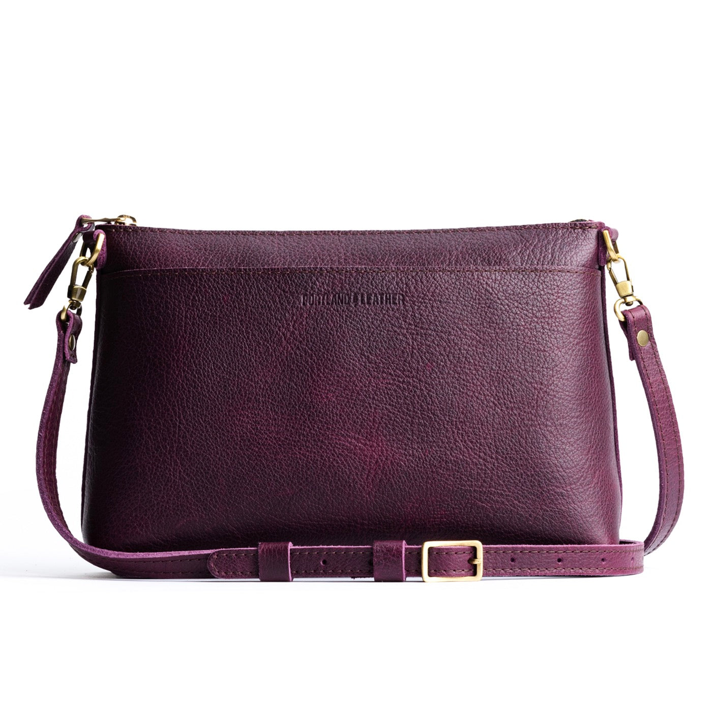 Plum | Midsize zip top crossbody bag with detachable strap