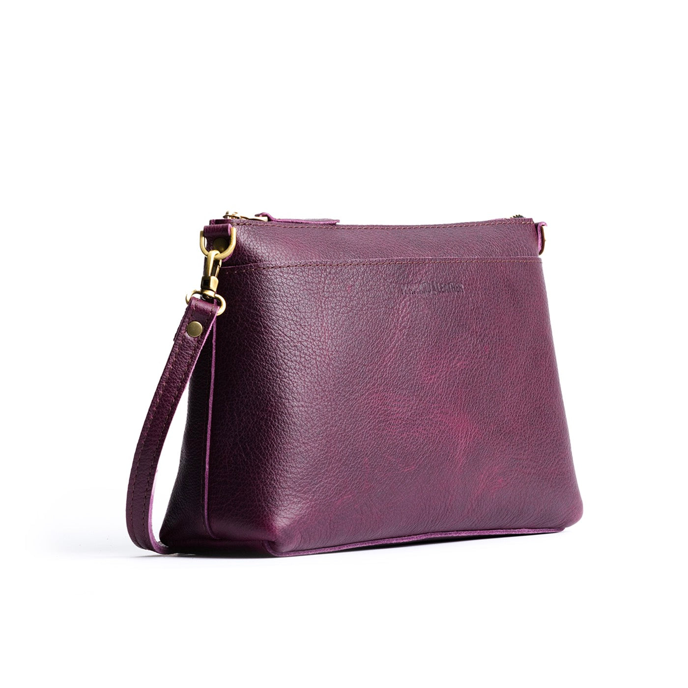 Plum | Midsize zip top crossbody bag with detachable strap